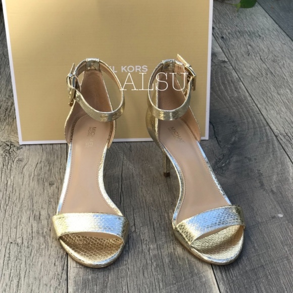 Michael Kors Sylvie MID Sandal Pale Gold W AUTHENT - Picture 2 of 8